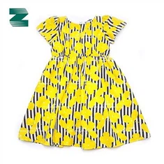 فستان منسوج من القطن برقبة دائرية وأكمام قصيرة